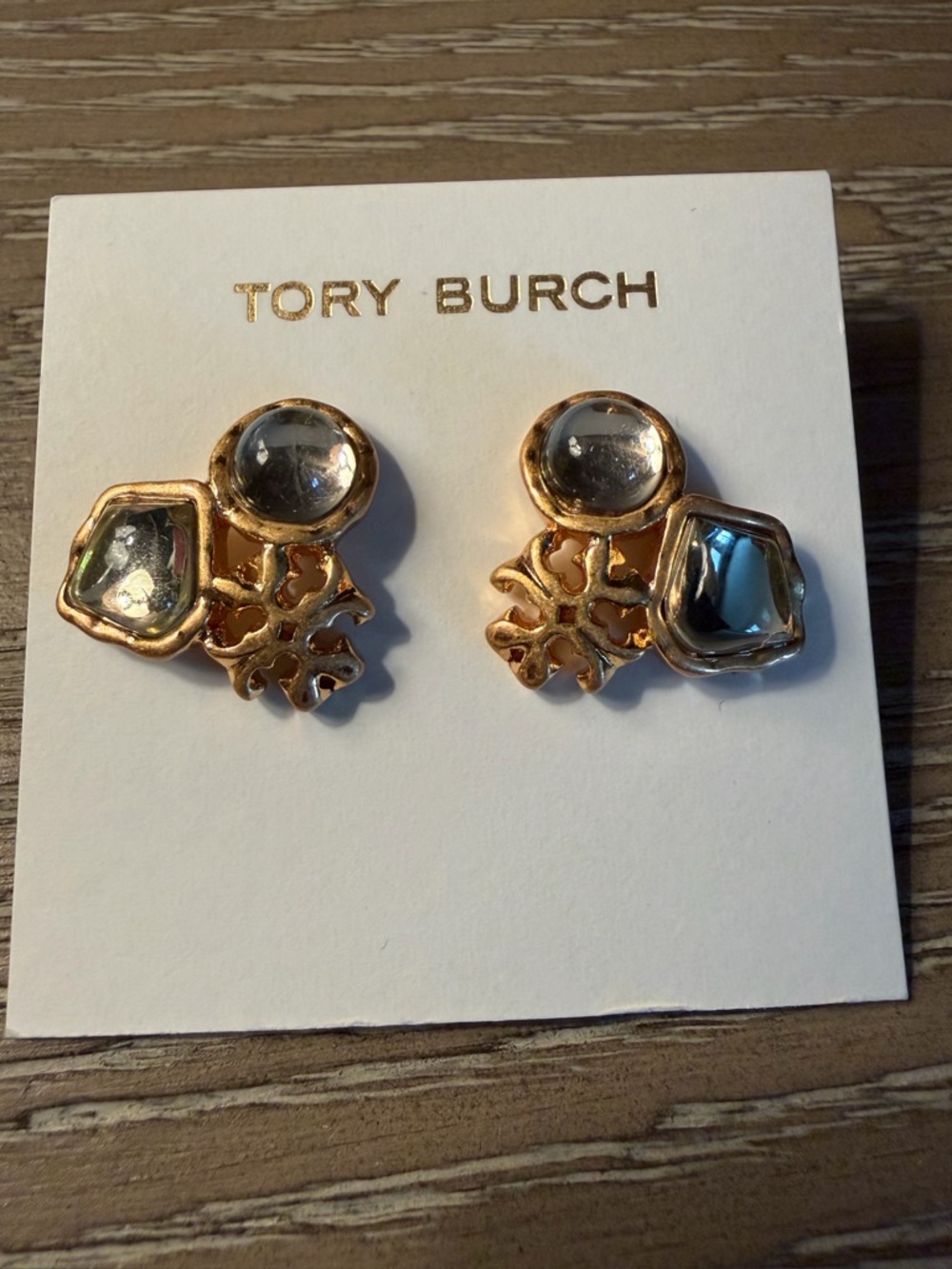 Tory Burch - Gold-Tone Logo & Crystal Drop Earrings
